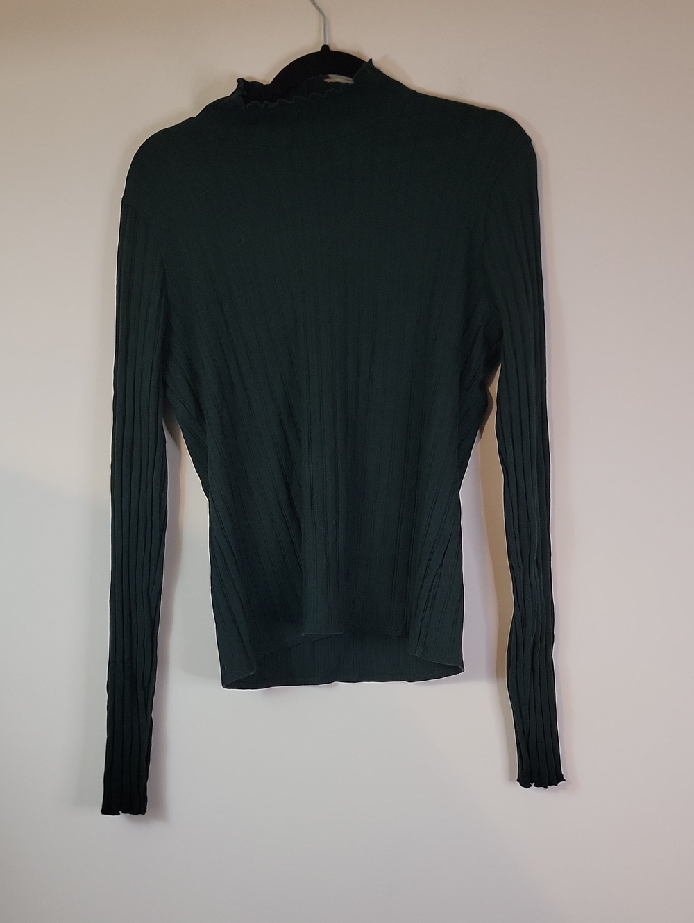 J. Crew Dark Green Ribbed Mock-Neck Sweater